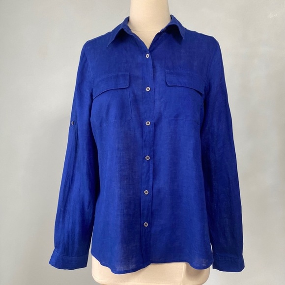UEC 👖 Calvin Klein Blue Button Down Shirt Classic Design | Size Small - Picture 1 of 8